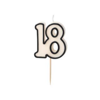 18-Vuoden Kynttilä Musta/Valkoinen