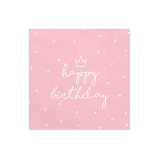 Happy Birthday -servetit, vaaleanpunaiset