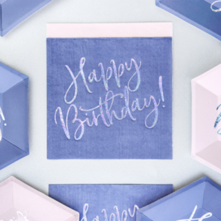 Siniset Happy Birthday -servetit