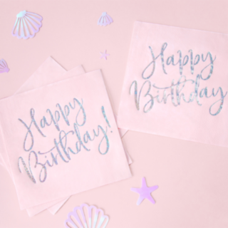 Vaaleanpunaiset Happy Birthday -servetit