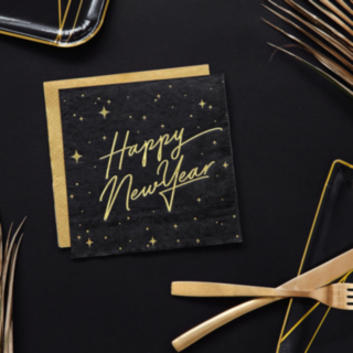 Mustat Happy New Year -servetit