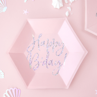Happy B'day Pahvilautaset Vaaleanpunainen