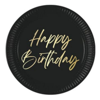 Happy Birthday Kertakäyttölautaset Musta/Kulta