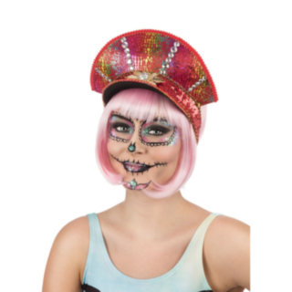 Kuolleiden päivä Glitter Kapteeninhattu Pinkki