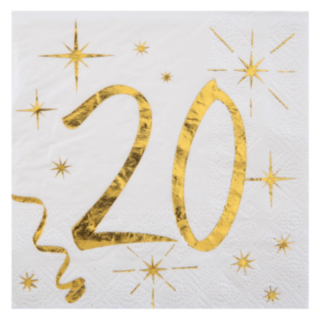 Kultaiset 20-vuotisjuhlien servetit