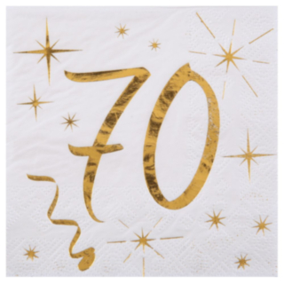 Kultaiset 70-vuotisjuhlien servetit