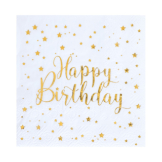 Lautasliinat Happy Birthday Kulta/Valkoinen