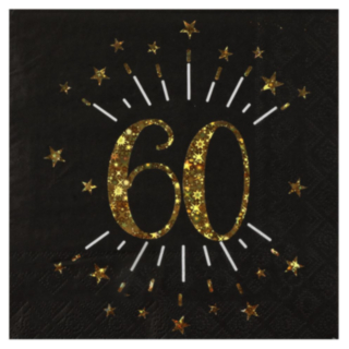 60-vuotisjuhlien Servetit Kimaltava Kultamusta