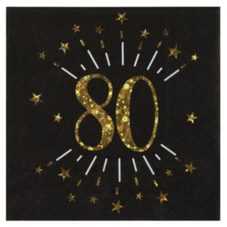 80-vuotisjuhlien Servetit Kimaltava Kultamusta