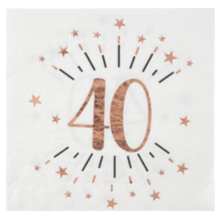 40-vuotispäivän konfetti servetit, ruusukulta