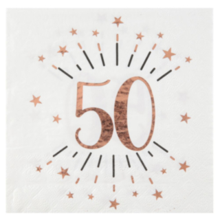 50-vuotispäivän konfetti servetit, ruusukulta