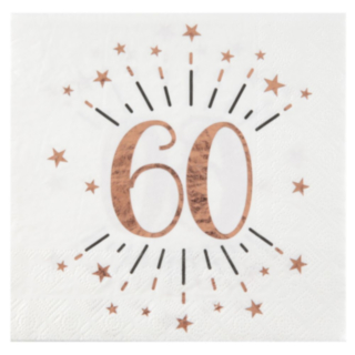 60-vuotispäivän konfetti servetit, ruusukulta