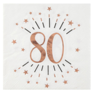 80-vuotispäivän konfetti servetit, ruusukulta