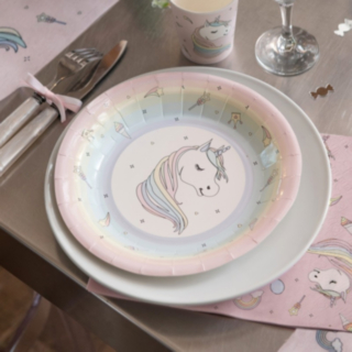 Yksisarvinen Pahvilautaset Sateenkaari
