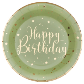 Happy Birthday Kertakäyttölautaset Oliivi