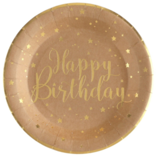 Happy Birthday Kertakäyttölautaset Pahvinruskea