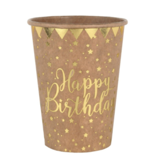 Happy Birthday Kertakäyttökupit Pahvinruskea