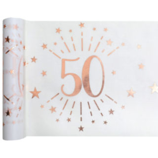 50-Vuotisjuhlien Kaitaliina Valkoinen/Ruusukulta