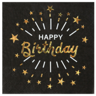 Happy Birthday Servetit Musta/Kulta