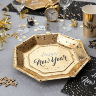 Happy New Year Pahvilautaset Kulta