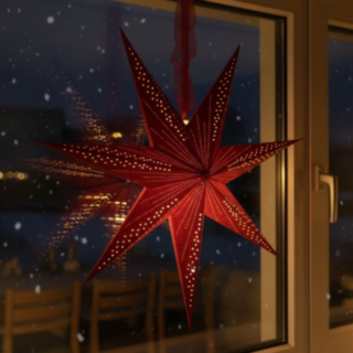 Kimaltava LED‑joulutähti punainen veluuri