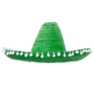 Vihreä sombrero pompomeilla