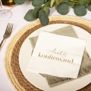 Årets Konfirmand Servetit Valkoinen/Kulta
