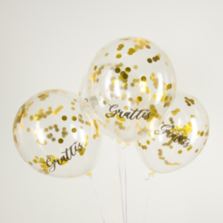 Grattis Konfetti Ilmapallot Kulta