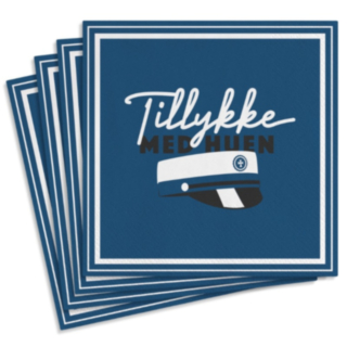 Siniset Tillykke Med Huen -servetit