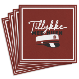 Punaiset Tillykke Med Huen -servetit