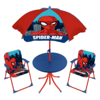 Spiderman® Puutarhasetti Päivänvarjolla & Tuoleilla