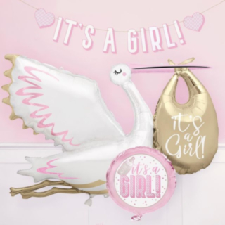 It's A Girl Stork Mega Foliopallo