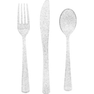 Glitter Muoviaterimet Hopea