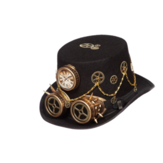 Steampunk Kellohattu Musta/Kulta