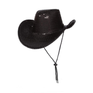 Paljetti Cowboyhattu Musta
