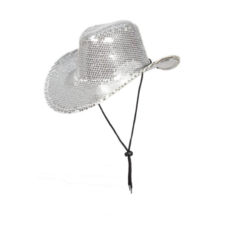 Paljetti Cowboyhattu Hopea