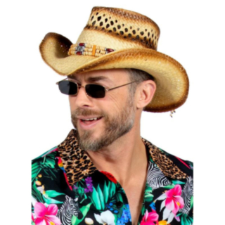 Olkihattu Helmillä Beige