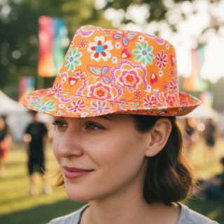 Hippie Fedora Hattu Oranssi
