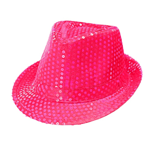 Paljetti Fedora Neonpinkki