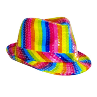 Paljettifedora Sateenkaari