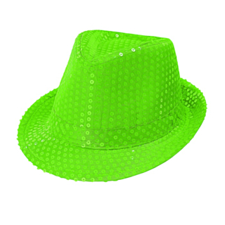 Neonvihreä paljettifedora