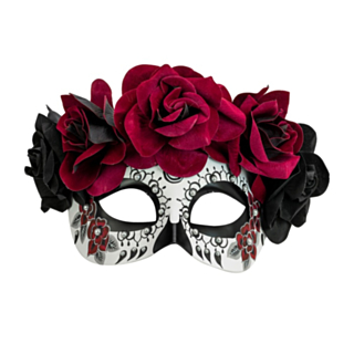 Dia de los Muertos Silmänaamio Viininpunainen