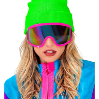 80-Luvun Retro Laskettelulasit Neonpinkki