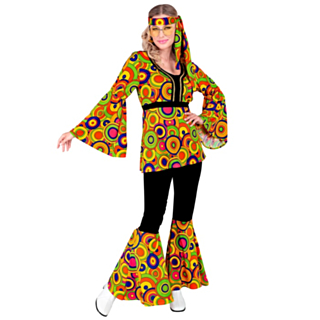 70-luvun Groovy Pallokuvio Naamiaisasu Keltainen