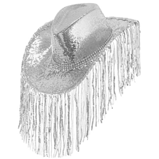 Paljetti Cowboyhattu Hopea