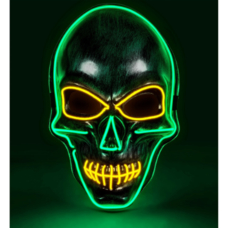 Pääkallo LED Naamari Vihreä