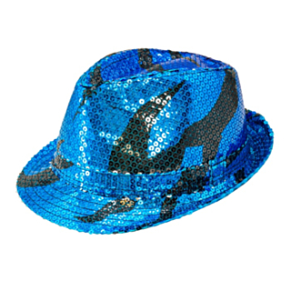 Paljettifedora Sininen