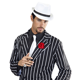Fedora Gangsterihattu Valkoinen