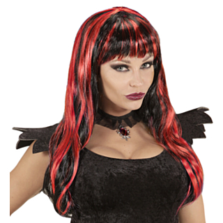 Punamusta Halloween-peruukki