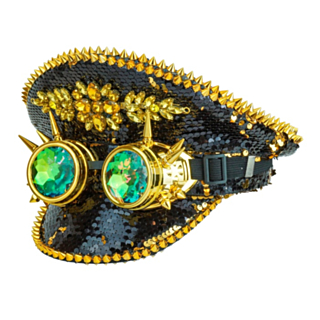 Kimalle Steampunk Kapteeninhattu Musta/Kulta